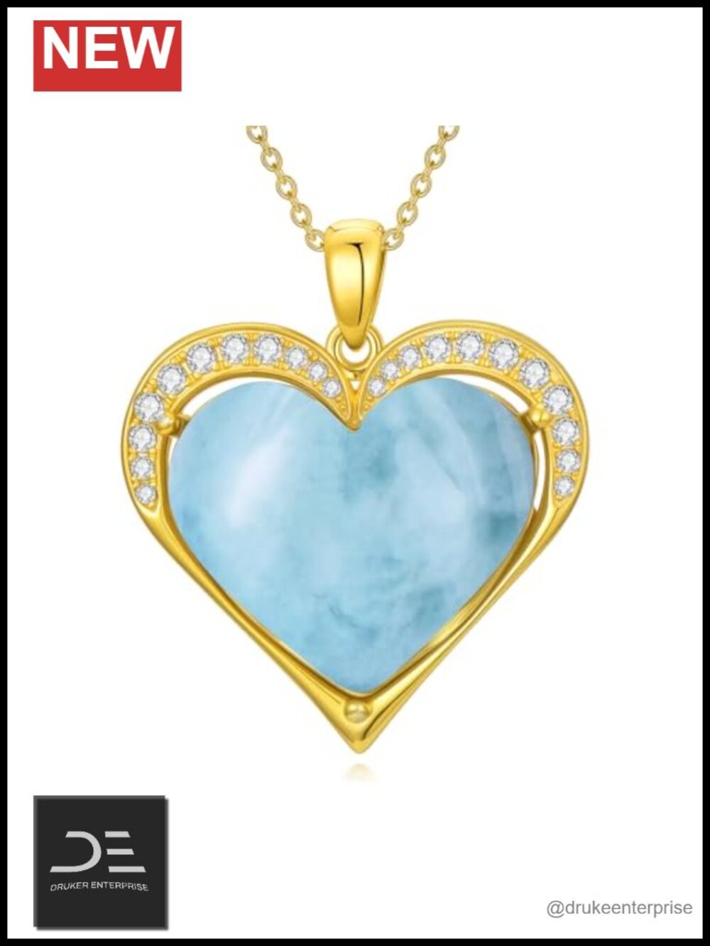 14k Gold Plated Hypoallergenic Gemstone Heart Pendant Necklace for Women